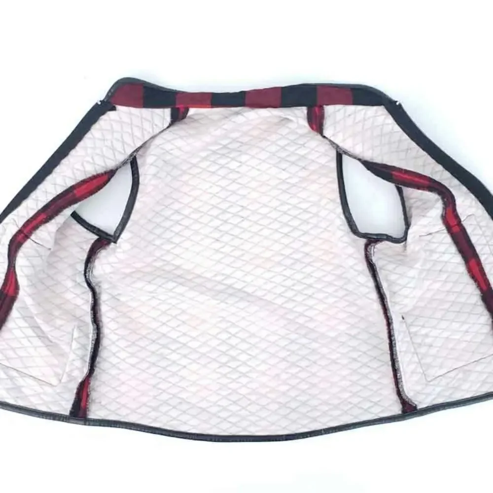 Buffalo Check Quilted Vest Girls Fit 6-7 Red Black